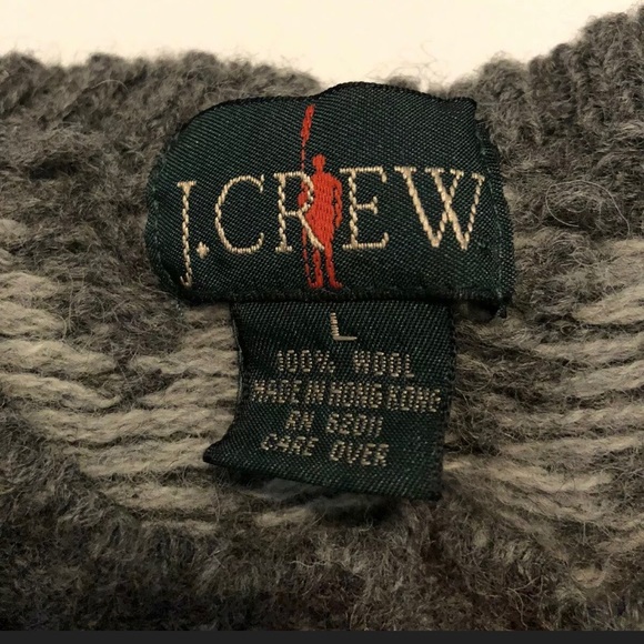 Vintage J Crew Tribal Gray Sweater Wool Size Large - Picture 3 of 6